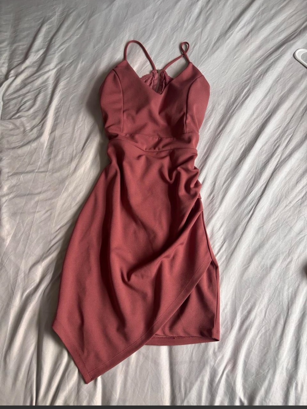 Revamped Asymmetrical Midi Dress in Pink Size Medium